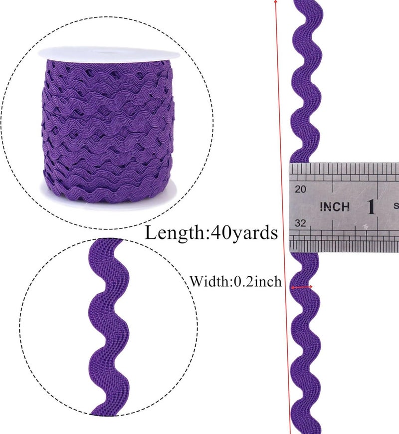 GXTIZAS Rick Rack Wave Bending Fringe Trim 40 Yards Purple Lace Ribbon RIC Rac Trim for Sewing Clothes Gift Wrapping Home Party Decoration - Image 2